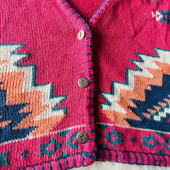 Nuovo Vintage 90s Southwestern Aztec Print Cardigan Sweater - Medium - Picture 8 of 11